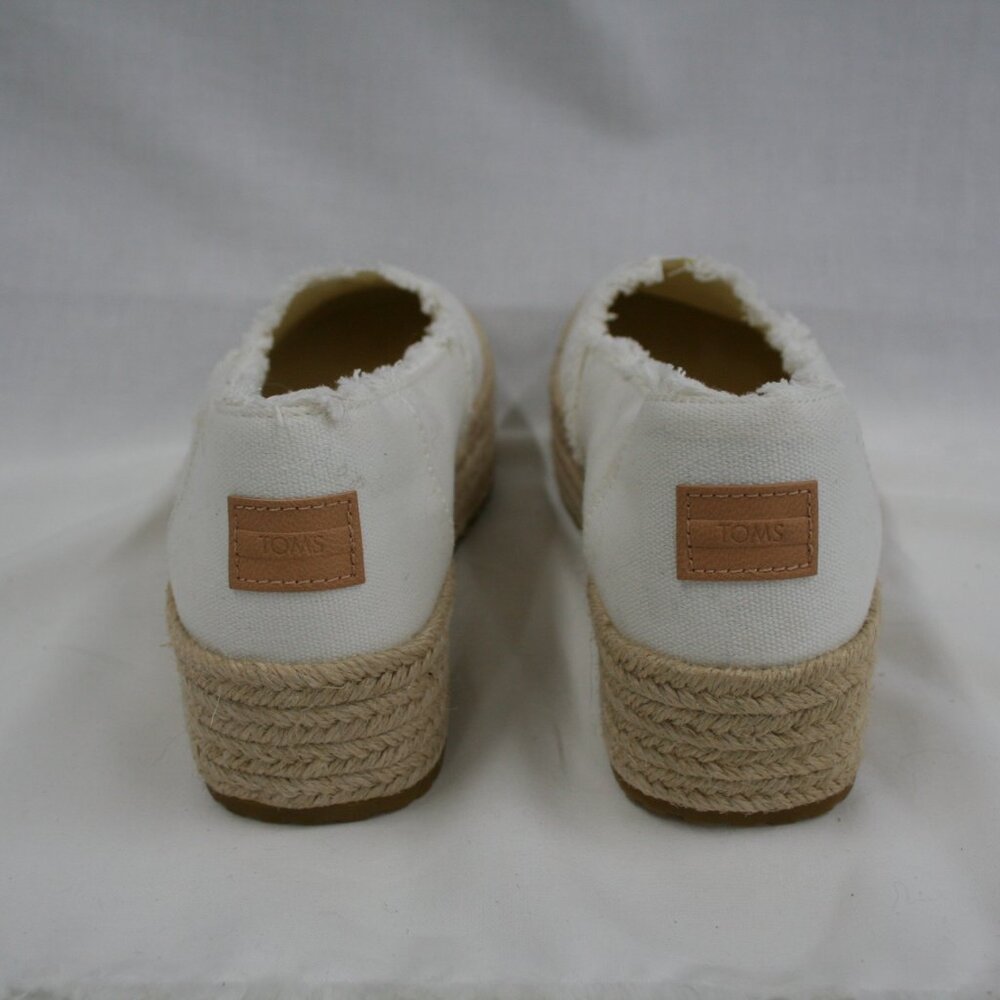 Toms White Canvas Slip on Platform Shoes - Picture 4 of 5